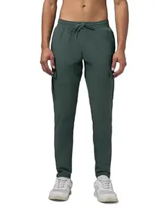 TECHNOSPORT Men's Regular Fit Mid Rise Polyester Solid Cargos for Activewear, Regular Use and Quick Dry
