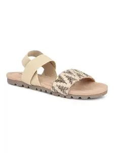 INC.5 Women Beige Open Toe Backstrap Sandals