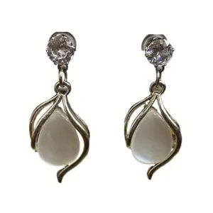 Elegant Korean Style Stud Earrings, Artificial Stone Crystal, Silver Plated Alloy, Fashion Statement Jewellery for Women