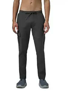 TECHNOSPORT Men's Regular Fit Mid Rise Polyester Solid Cargos for Activewear, Regular Use and Quick Dry