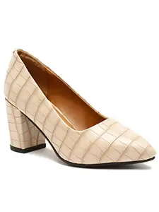 Bruno Manetti Women's Cream Slipon Pointed Toe Back Close With Comfort Heels