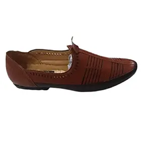 IDR Footwear Brownish Latest Stylist Casual Mojari/Nagra Shoes for Men Size-7