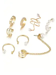 OOMPH Jewellery Combo of 8 Gold Ear Cuff Earrings - For Women & Girls Stylish Latest (MUE468_Z)- For Women & Girls