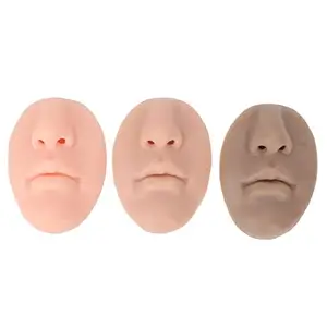 Brrnoo 3pcs 3D Silicone Nose Mouth Model, Silicone Nose Silicone Fake Nose Model Soft Piercing Practice Reusable Body Part Model for Puncture Display (9.3 X 6.8 X 2.5cm)