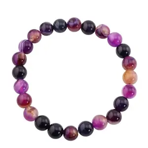 AAMRAPALI SILVER GEMS AAMRAPALI Natural Dyed Agate Bead Bracelet, Metal-Free 8mm Unisex Accessory | Stone Beads Bracelet | Focus on Heart Chakra | Stunning Gem Patterns Tones | Elevate Your Style with Nature's Essence: Dis