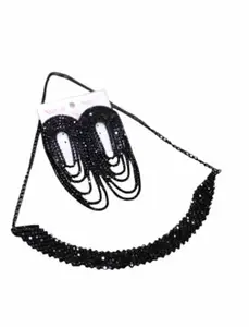 Fashion Addictions Women Black Rhinestone Choker Necklace | Long Dangler Earrings Set for Women & Girls | Trendy Western Jewelry Set | Lightweight Fashion Accessories for Special Occasions
