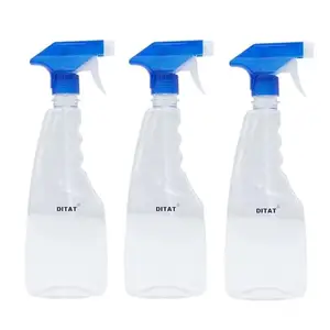 DITAT Spray Bottles Empty Mist Transparent 500 ml Trigger Plastic Flat Sprayer Bottle for Home, Car, Travel & Cleaning Sanitizer/Ironing/Garden/Office/Hospital (Pack of 3) Blue White