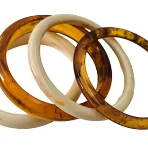 Fuschianet Accessories Shaded Resin Brown2, White2, Stackable Bangles Combo for Women and Girls Set of 4
