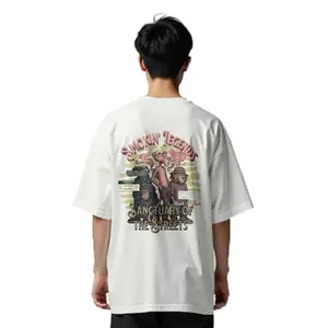 Knock Originals Smokin' Legends Oversized Tee – 240 GSM 100% Cotton, Bold Graphic Print, Streetwear Vibe (in, Alpha, M, Regular) Off White