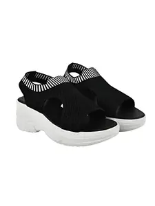 Shoetopia Women’s Black Casual Sports Sandals – Lightweight Breathable Comfort Walking Sandals with Soft Sole EU37