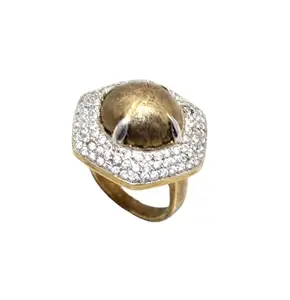 Rajasthan Gems Victorian Ring 925 Sterling Silver Cubic Zirconia CZ Zircon Stone Yellow Gold Rhodium Women Handmade Gift j466
