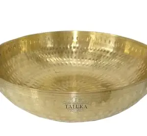 Taluka With T Logo Taluka Heavy Weight Pure Brass Kadai for Cooking 4.5 Litre/4500 ML Teflon Free Non Stick Handcrafted Kadhai (13x13x4.5 Inches)