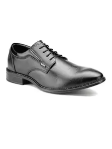 Lee Cooper LC1473E2R Men's Leather Derby Formal Shoes | Lightweight, Comfortable & Stylish Lace-Ups for Office, Business 45EU_11UK Black