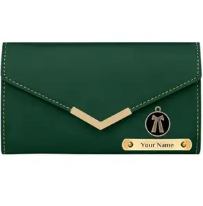 Personalised & Customized Women's Wallet with Name Engraved Ideal Gift for Birthday, Anniversary and Special Occasions (Green)