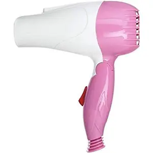Daste Professional Electric Foldable Hair Dryer With 2 Speed Control 1000 Watt - Pink And White
