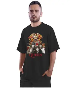 ALLEN BLACK Oversized T-Shirt Queen Band Artwork Men's Women's Unise 100% Cotton Black_EAGQ0OSX-Black M Oversized_