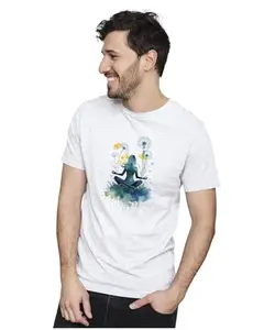 Men's & Women's Regular Fit T-Shirt Just Be Happy - Smile 100% Cotton Unise T-Shirt White;|White,M(YOGAMED11-White M Men Round)