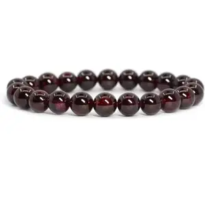 JMRM Garnet 8mm Bead Round Bracelet for Unisex For Unisex Adult