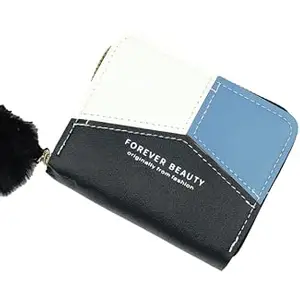 Valerie Women Small Wallet Wallets for Girls Credit Card Holder Coin Purse Zipper Small Secure Card Case (Black)