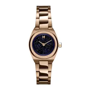 MVMT Women's Odyssey Ii Qtz Basic Slim Blue Tonneau Dial Analog Watch Ionic Plated Carnation Gold Steel Material Gold Color Band - 28000343-D