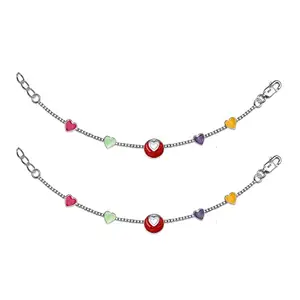 LeCalla 925 Sterling Silver Enameled Heart Shaped Anklets for Kids and Girls | BIS Hallmarked Modern Anklet for 4 to 8 Year Girl
