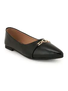 ELLE Women Ballerinas,Black,UK-3