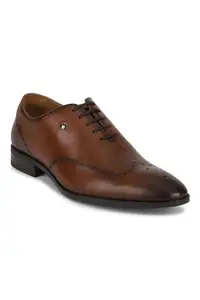 Louis Philippe Men Brown Leather Oxford Shoes