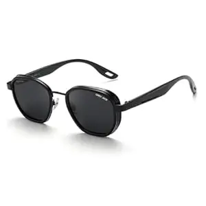 grey jack Full Rim Polarized Sunglasses for Men Women,TR and Metal Frame Round Shape Eyewear 2045