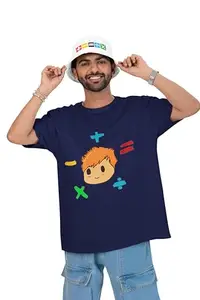 BoldGenZ X Ed Sheeran Terry Oversized Tshirt |Mathematics Tour | Oversized Unisex Tshirt Ed Sheeran Concert | 100% Cotton (in, Alpha, M, Regular, Navy Blue)