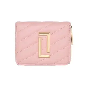 Lavie Zipper Diagonal PU Women's Casual Wear Wallet (Pink, Small)