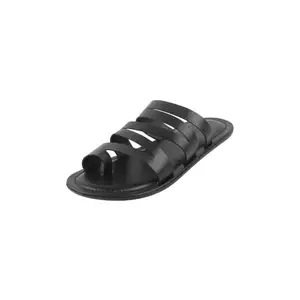 Mochi Men's Black Leather Stylish Sandals UK/6 EU/40 (16-862)