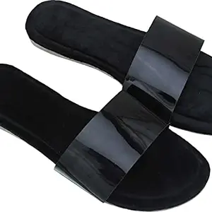 Rajeraj Synthetic Women/Girls Stylish Fashion Flat-015 (Numeric_3) Black