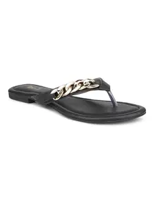 Inc.5 Women Black Open Toe Flats