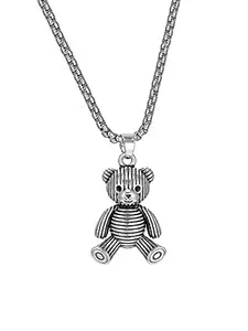 Yellow Chimes Yellow Chimes Chain Pendant for Girls Silver Chain Pendant Fashion Stainless Steel Teddy Bear Locket Chain Pendant for Women and Girls