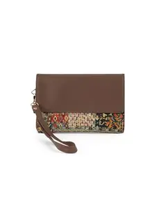 Globus Women Multi Green Ethnic Motifs Printed Envelope Wallet with Wrist Strap