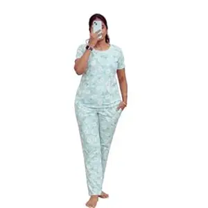 Zero Clothing Women’s Pyjama T-Shirt and Pant Set | Soft Cotton Nightwear | Comfortable Sleepwear & Loungewear for Women