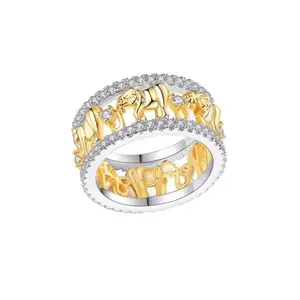 RUVEE Royal Cavalry of Elephants Metallic Alloy Zircon Gemstones Gold Plated Alloy Ring for Women & Girl