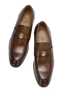 Louis Philippe Men Brown Leather Slip Ons