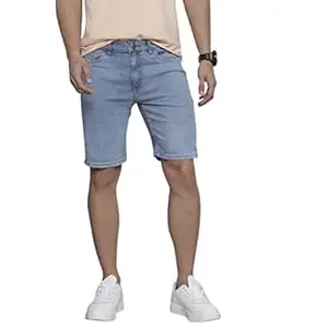 The Indian Garage Co Men Slim Fit Solid Mid-Rise Denim Shorts