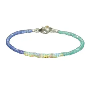 Lady Works Unisex Bracelet Tanzanite, Apatite & Welo Opal 3-4mm Rondelle Shape Faceted Cut Gemstone Beads 7 Inch Silver Plated Clasp Bracelet| Lcbr_05517