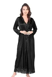 ZENVEE Women’s Satin Onion Pink Nightwear Lace Dress, Soft Silk Satin Nighty, Sleeveless Elegant Sleep Dress for Women. S