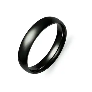 BLACK RING for mens and womens black stainless steel smooth finish ring for party work dailywear (18 mm)