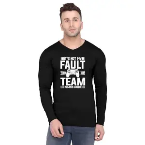 Fashions Love Men Cotton Half Sleeve Round Neck Not My Fault Team Always Loser Printed T Shirt FSVB-1320-X Black