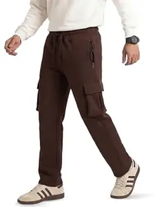 Fflirtygo Mens Cargo Pants Cotton | Track Pants with Zip Pockets | 4 Pocket Joggers | Baggy Lower for Men | Sizes Upto 6XL