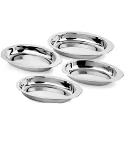Generic Oval Snack Stainless Steel Plate Set , Small (22 x 14 x 2 cm) (4Pcs)