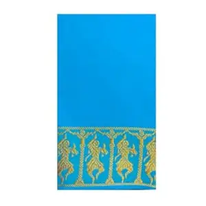 Nritya Handloom Bharatanatyam And Kuchipudi Dance Practice sarees (Sky Blue WIth Yellow Colour Doll Border)