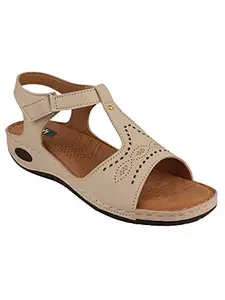 Stylestry Women & Girls Solid Comfortable Sandals/Doctor-1015/Cream/UK6