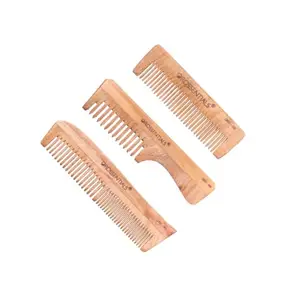 OROSSENTIALS A premium, handcrafted comb || kacchi neem wooden comb Pack of 3
