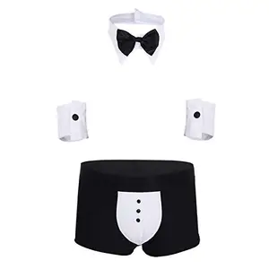 DRESS SEXY Free Size Black - White Costume Mens Lingerie - 07903-BK (LARGE, BLACK)
