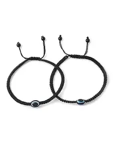 SHOPPER'S DELIGHT Latest Trend Evil Eye Charms Black Thread Adjustable Anklet (Payal) for Women and Girls [set of 2]
